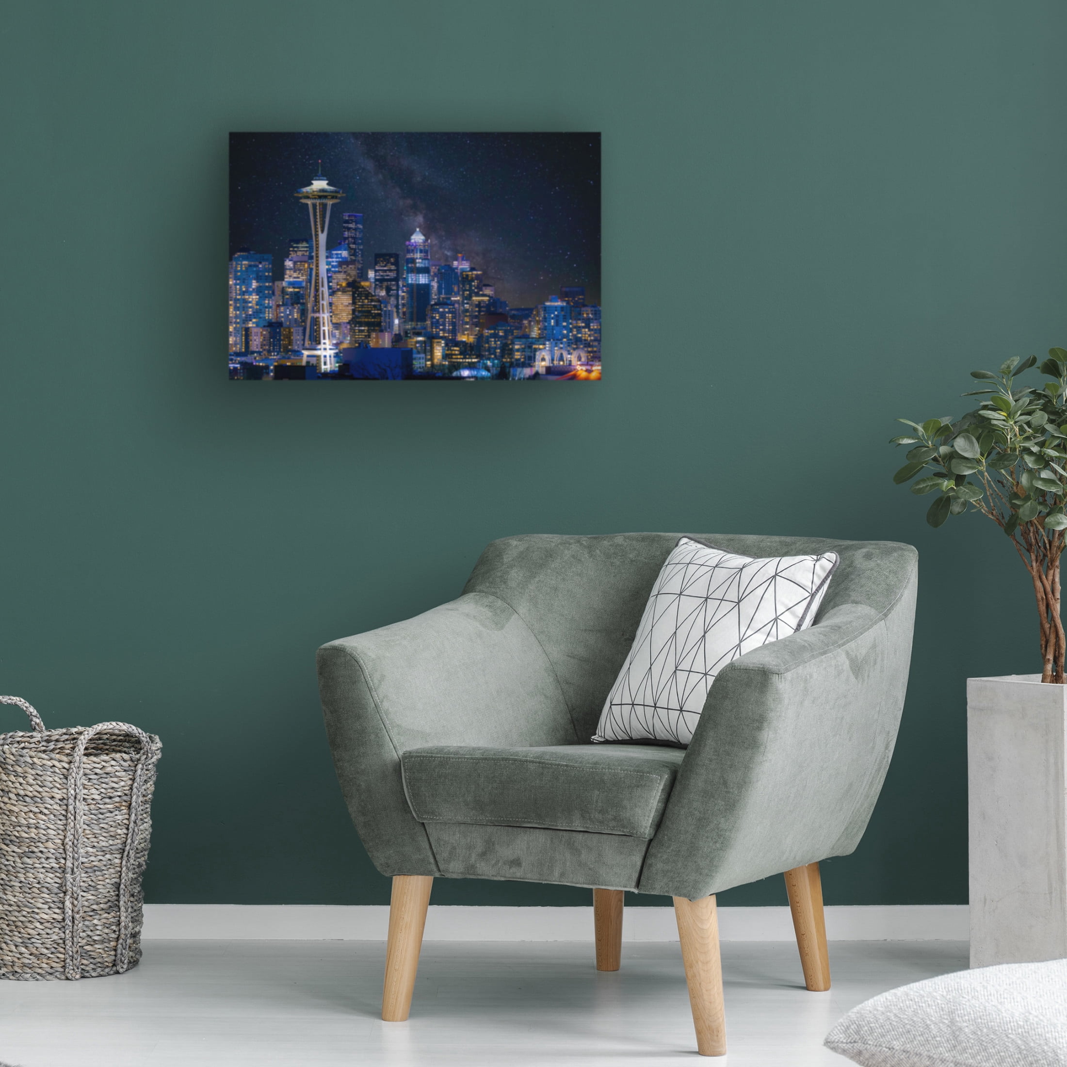 Canvas Wall Art - Danny Gao 'Night At Seattle' Wall Art for Living Room, Bedroom, or Office Décor by Trademark Fine Art - 32 x 22 Inches
