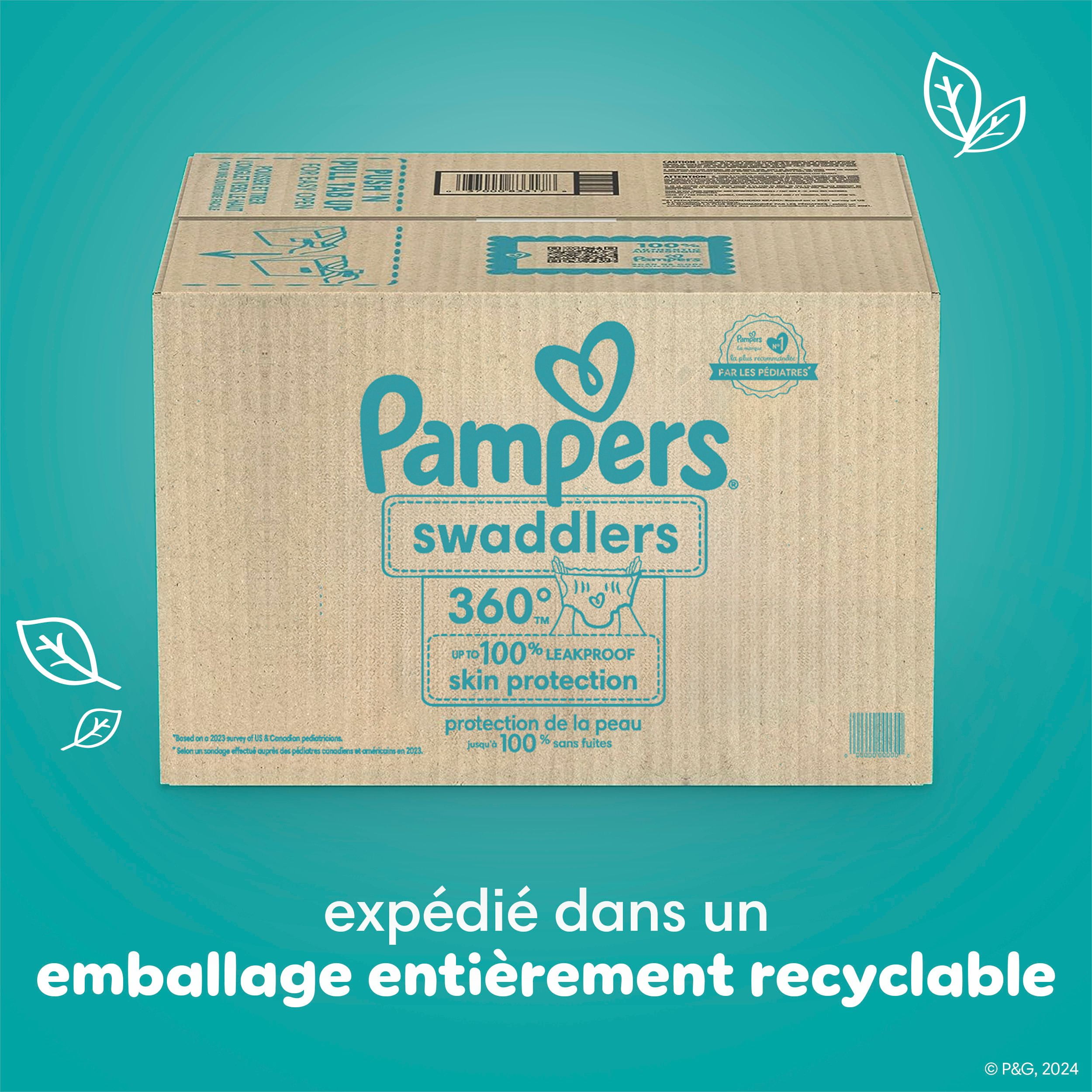 Pampers Diapers - Swaddlers 360° - Size 3, up to 100% Leakproof Comfy Dry Fit, EZ Off Tabs Designed for Easy Changes, Pull On Diaper