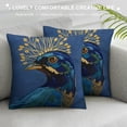 thumbnail image 3 of Nawypu  Blue Peacock Bird Square Pillow Covers Blue Crowned Big Eyes Throw Pillow Covers for Living Kids Bed Living Room Car, 3 of 5