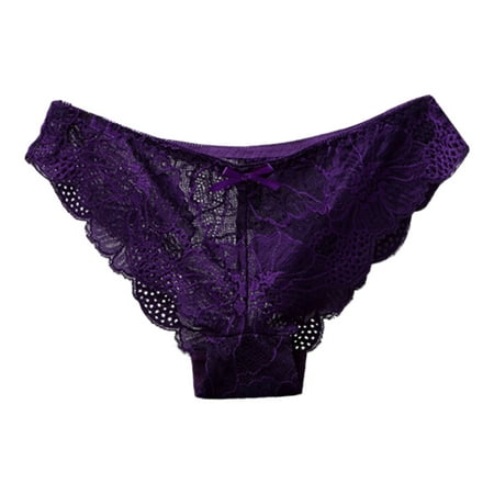 

NECHOLOGY Suspender Stockings for Women Lingerie Women s Underpants Waist Lace Sexy Briefs Bow Low Cute Panties Valentine Panties Underwear Purple X-Large