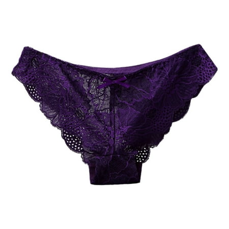 

Pimfylm Seamless Thongs For Women Full Brief Panties Breathable Seamless Underwear Purple Large