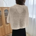 thumbnail image 5 of Women's Crochet Cardigan Sweater Long Sleeve Lightweight Hollow-Out Cover Ups Soft Cable Knit Solid Sweater Tops, 5 of 5