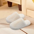 thumbnail image 3 of Xiao Hua Pantuflas cálidas de felpa planas para el hogar, pantuflas cálidas con un solo paso, pantuflas de felpa blancas, talla 40-41, 1 par, 3 of 5