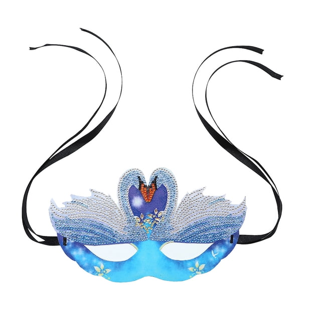 Inteprter 5d DIY diamante pintura Animal Rhinestone disfraz fiesta medio ojo cubierta Manual diamante maquillaje fiesta decoración para principiantes 1 Artesanía Cisne AA407 Inteprter HA002474-06