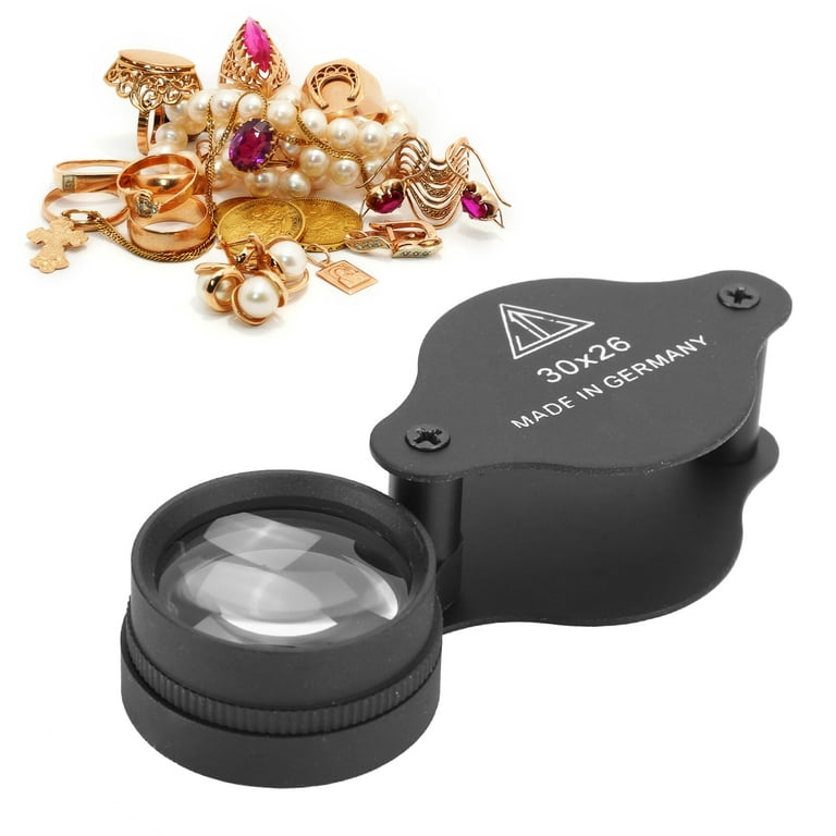 1pc 30x Foldable Pocket Magnifying Glass For Jewelry & Antique & Rhinestone  Appreciation, All-metal, Golden, Gift Boxed