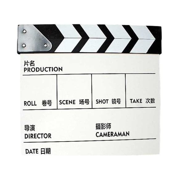 Seitruly Clapperboard de película, placa de aviso Universal, patrón impreso, tableros de escena de Director de madera resistente Electrónica blanco chino grande 30*27 CM