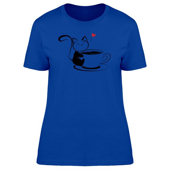 Cat Caricature Coffee Cup Tee Women's -Image by Shutterstock
