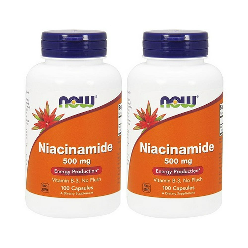 Now Foods Niacinamide (Vitamin B3) 500 mg 100 Capsules (Pack of 2)