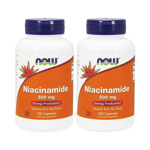 Now Foods Niacinamide (Vitamin B3) 500 mg 100 Capsules (Pack of 2