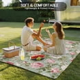 thumbnail image 4 of White Pink Flower Outdoor Rug for Patio/Deck/Porch, Non-Slip Large Area Rug 4 x 6 Ft, Shabby Chic Spring Vintage Leaf Green Indoor Outdoor Rugs Washable Area Rugs, Camping Rug Carpet Runner, 4 of 8
