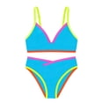 thumbnail image 6 of Levmjia Women's High Waisted Push Up Bikini Set, Neon Color Block Padded Swimsuit, Tankini Top & Bottom, Nylon Spandex, S-2XL, Underwire Free, 6 of 6