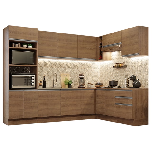Cocina Integral Esquinera 479cm Marrón Glamy MADESA 01