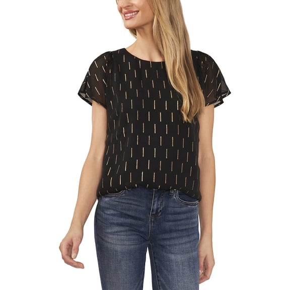 CeCe womens  Blouse, l, Black