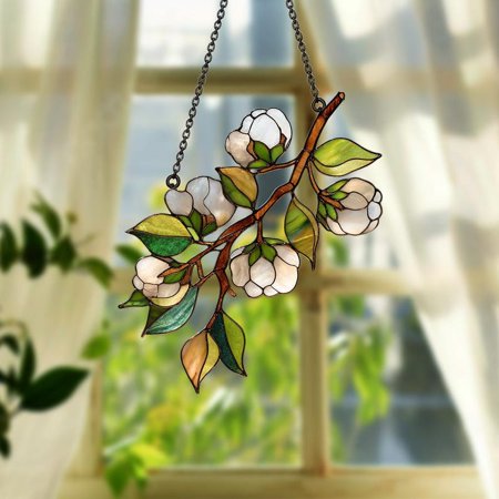 Cotton Boll Christmas Ornament 2nd Wedding Anniversary Cotton Boll ACRYLIC Suncatcher Cotton Boll Window Decor Housewarming Gift For Her