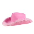 thumbnail image 6 of Jiibva 4Pcs/Set Fluffy Feather Brim Cowboy Hat with Heart Sunglasses Scarf Sequin Dance Dress Set for Women, 6 of 7