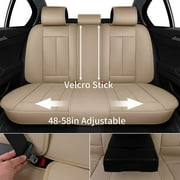 Coverado Beige Car Seat Covers Full Set, Waterproof Premium Leather Front and Back Seat Protectors, Luxury Auto Interior Accessories, Universal Fit Most Cars Sedan SUVs Pick-up Trucks