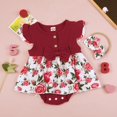 thumbnail image 3 of MANHUJI Infant Girl Clothes 0-3 Months Baby Bodysuit Floral Romper Dress Infant Girls Summer Cotton Bow Girls Romper&Jumpsuit Newborn Clothes for Boys Pijamas Para Bebes (Red,90), 3 of 6