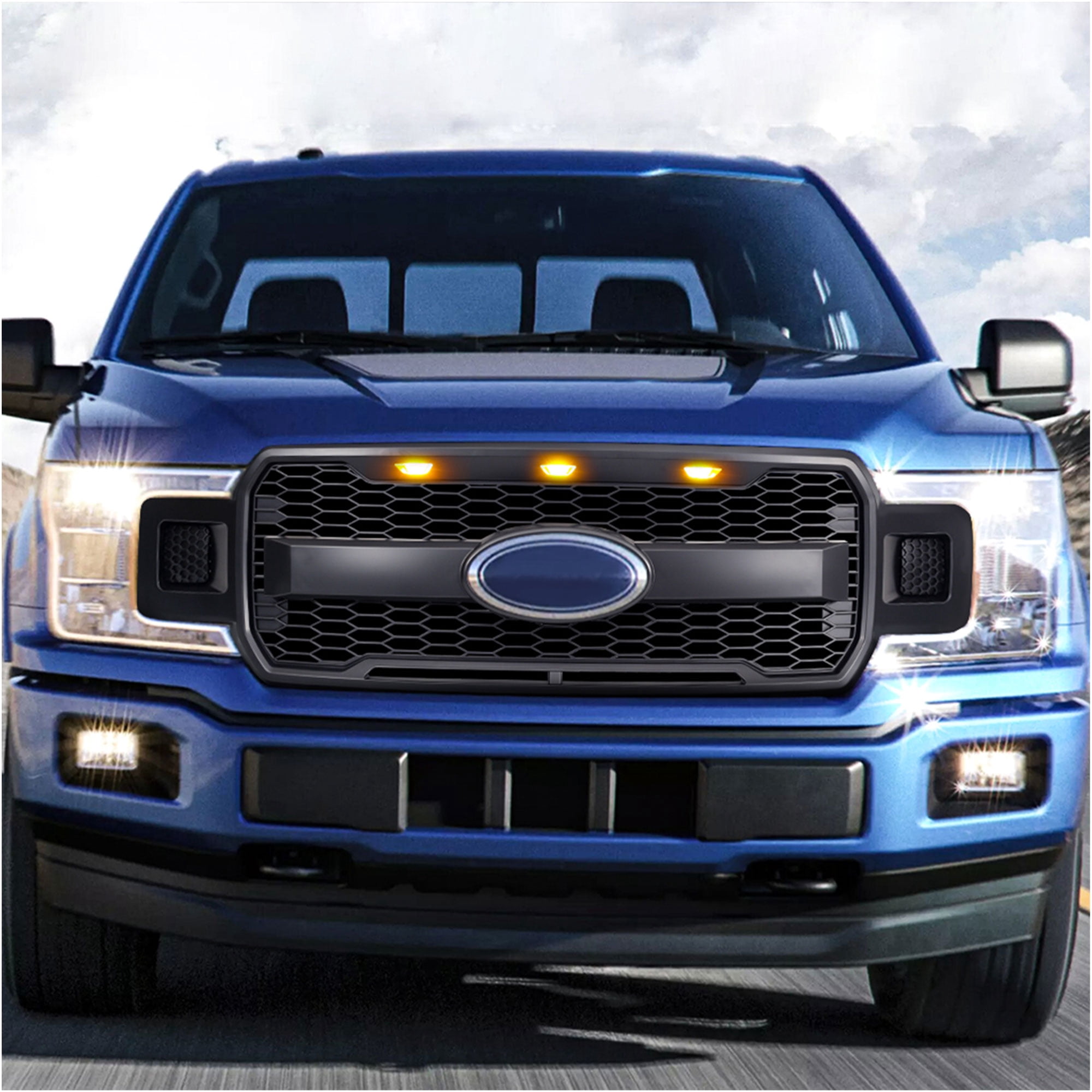 AMERICAN MODIFIED Raptor Style Mesh Grille for 18-20 Ford F150, Matte Black