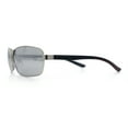 thumbnail image 6 of Mens 90s Rectangular Metal Rim Sport Wrap Arm Sunglasses Silver - Silver Mirror, 6 of 8