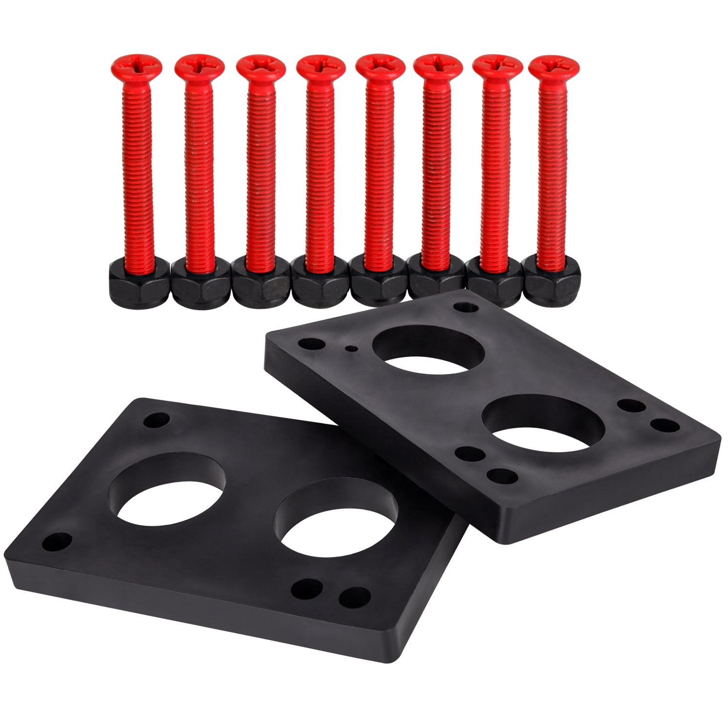 Cal 7 Skateboard 1/4" Riser Pads and 1.5" Hardware (Red)