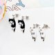 thumbnail image 2 of pares de aretes de dibujos animados de anime, aretes de estudiante con forma de gatito y animal, aretes de moda pop, color negro ------Código de producto 72014, 2 of 3