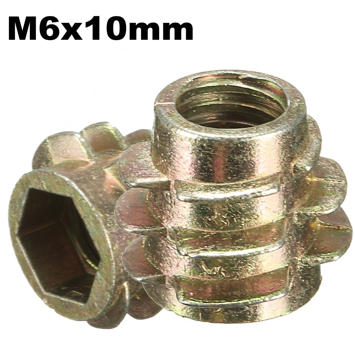 ALL SIZES M4 M5 M6 M8 M10 THREADED HEX DRIVE FIXING TYPE D WOOD INSERT NUTS 