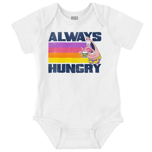 Funny Patrick Star Joke Always Hungry Romper Boys or Girls Infant Baby Brisco Brands 12M