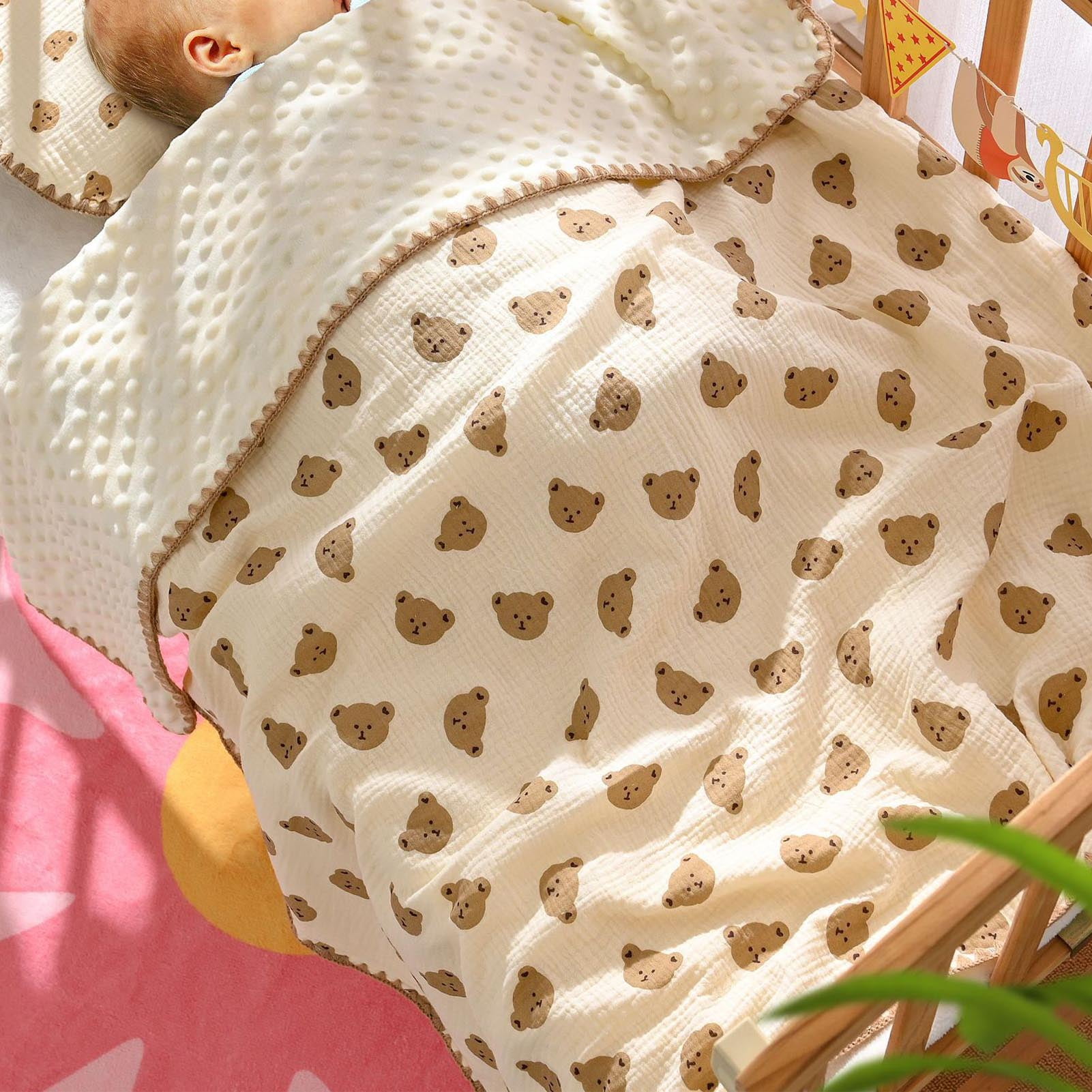 Estink Baby Summer Blanket Multifunctional Dotted Pattern Skin Friendly Baby Cooling Blanket Soft Cute For Toddler For Bedroom For Nursery School Bea