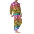 thumbnail image 3 of Bingfone Men'S Pajama Set 2 Piece Loungewear Pjs, Long Sleeve With Pajama Pants-Glitter Rainbow, 3 of 9
