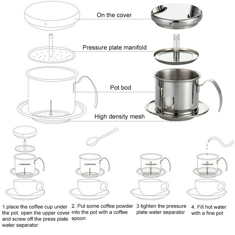 Vietnam Vietnamese Coffee Filter Cup Drip Maker Infuser Handle  Stainless-Steel