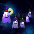 thumbnail image 2 of 10ft Halloween Outdoor Hanging Ghost, Halloween Wizard Hat Grimace Decoration with Colorful Blinking LED Lights for Halloween Party, 2 of 5