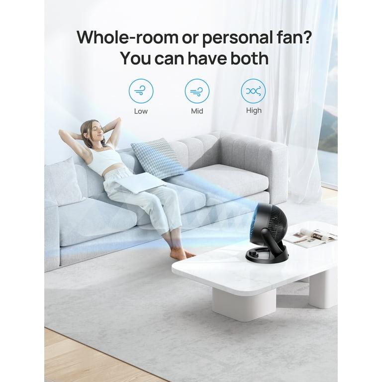 Dreo Desk Fans for Home, Whole Room Air Circulator Fan, 70ft Strong  Airflow, 120° adjustable tilt, 28db Low Noise, Quiet, 3 Speeds, 9 Table Fan  for Office, Bedroom - Walmart.com