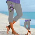 thumbnail image 2 of Jxximdong Leggings for Women Women's Fashion Casual Floral Print High Waist Elastic Capri Pants Leggings Gray S Yoga Pants, 2 of 7