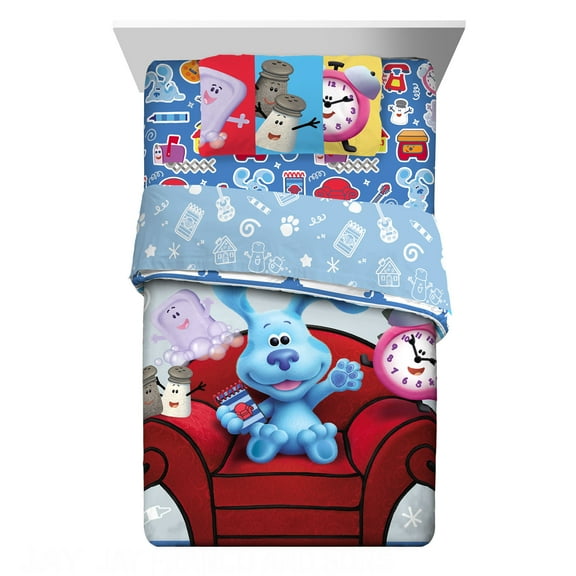 Blue's Clues & You Kids Twin Bed in a Bag, Comforter and Sheets, Gray, Nickelodeon
