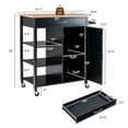 thumbnail image 2 of Gymax Mobile Kitchen Island Cart Serving Utility Trolley Drawer Shelf Towel Rack Black, 2 of 10