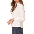 thumbnail image 4 of INSPIRE CHIC Women's Ruffled Stand Collar Long Sleeve Lace Hollow Out Blouse White L, 4 of 7