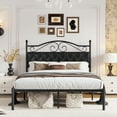 thumbnail image 2 of Yoneston Vintage Button Upholstered Headboard Full Size Metal Platform Bed Frame with Under-Bed Storage for Adults, Black, 2 of 7