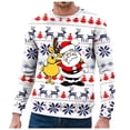 thumbnail image 1 of Chandail à Capuche Sans Capuche pour Hommes Hiver Chaud Col Rond Chandail Imprimé Flocon de Neige Père Noël Décontracté Confortable Doux, 1 of 4