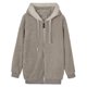 thumbnail image 2 of Casual mujer chaqueta con capucha suave manga larga cómodo invierno otoño Gris Hugo Abrigo de invierno, 2 of 7