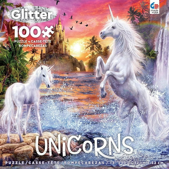 Ceaco Unicorns 100-Piece Puzzle Unicorn Waterfall Sunset