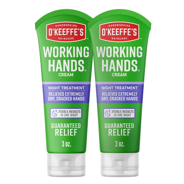 O'Keeffe's Working Hands Night Treatment Crema de manos, tubo de 3 onzas, (paquete de 2)
