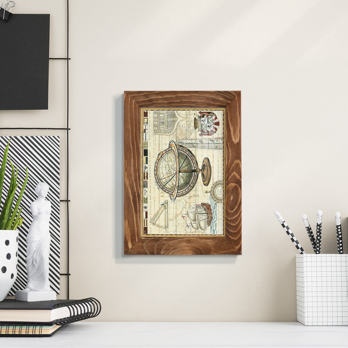 Nautical Map II -Framed Print w/glass-Walnut