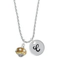 thumbnail image 1 of Delight Jewelry Goldtone Tan with Crystals Spinner Silvertone Script Initial Disc - C - Charm Necklace, 20"+3", 1 of 4