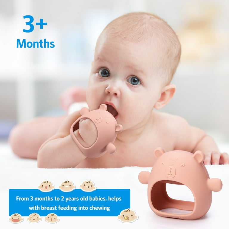 Teething Toys for Babies 0-6 Months, 2 Pack Food Grade Silicone Baby Hand  Teether for Infant 6-12 Months, Never Drop Mushroom Teether Chew Toys for