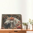 thumbnail image 4 of Gukieu Vintage Floral White Horse Print Horizontal Canvas Decorative Painting 12x16 Inch Shrinkage Resistant Frame Hanging Home Wall Art Decor, 4 of 6