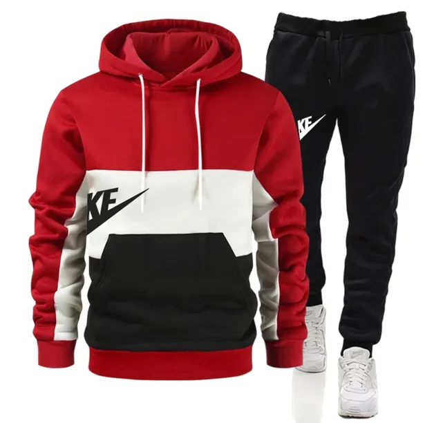 Nuevos chándales de moda para hombre, sudaderas con capucha, traje de otoño e invierno para hombre, suéter con capucha y pantalones deportivos, conjunto de dos piezas, ropa de hombre de talla grande