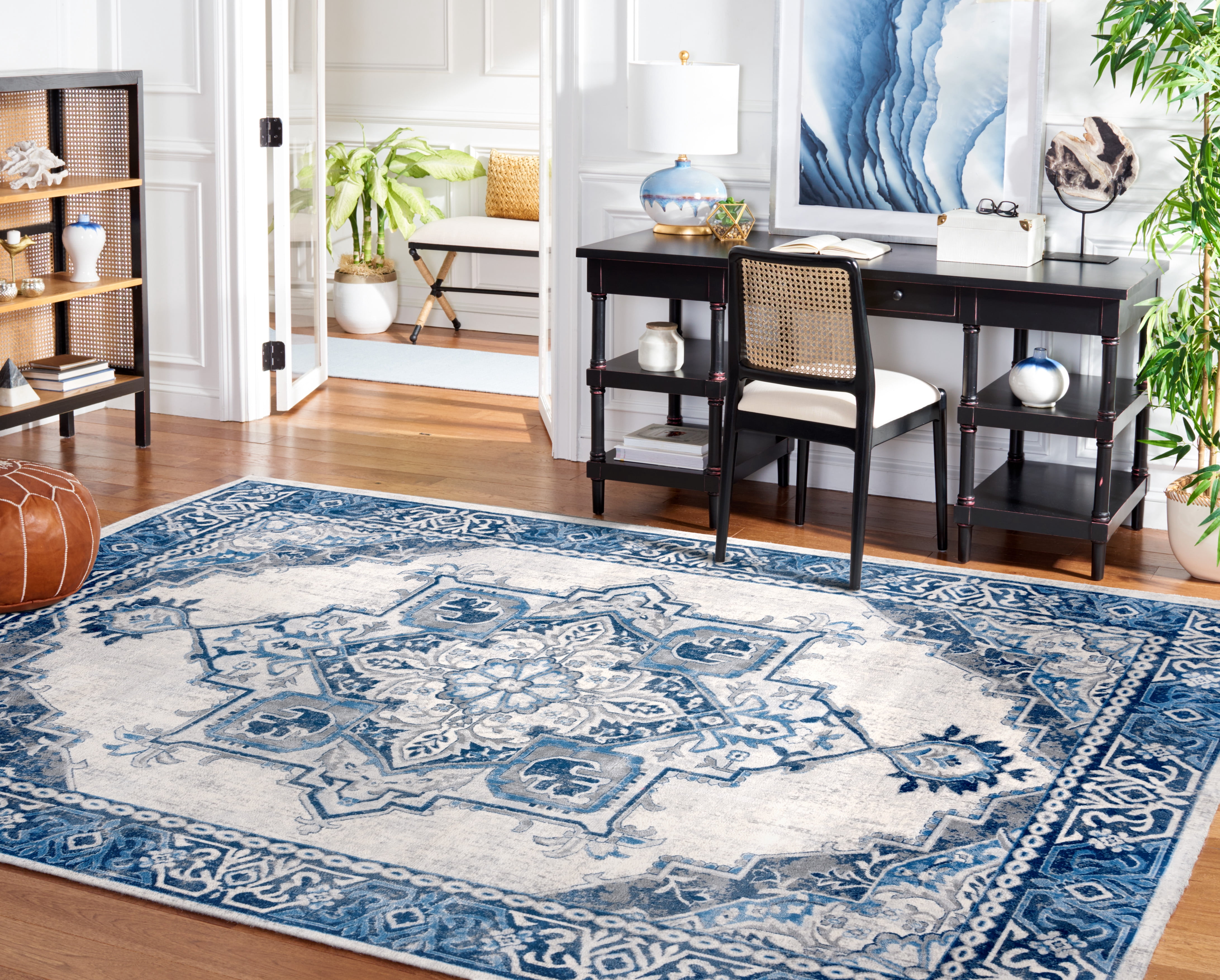 SAFAVIEH Brentwood Vesela Oriental Area Rug, Blue/Light Gray, 4' x 6'