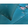 thumbnail image 4 of Ambesonne Japanese Quilted Bedspread Set 3 Pcs, Sakura Bloom Pattern, King Size, Petrol Blue Pale Pink, 4 of 5