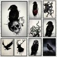 thumbnail image 2 of Carteles e impresiones de animales, Cuervo, Calavera, corazón, Granada, alce, búho, pintura en lienzo, imágenes artísticas de pared para Bar, habitación de Club, decoración del hogar, regalo, 2 of 4