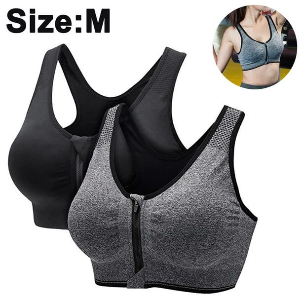 High Impact Strappy Back Sports Bra - Front Zipper Closure for